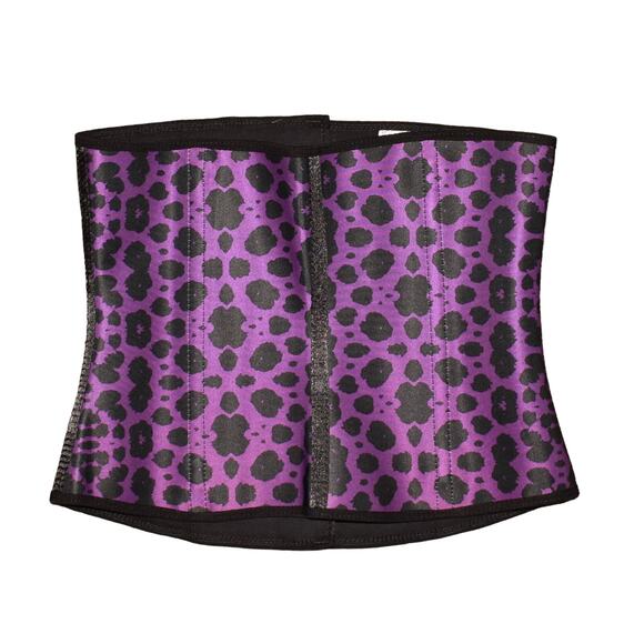 ANGEL CURVES NEW $72 Purple‎ Black Animal Print Sport Shaper Waist Trainer Large - Picture 1 of 3